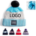 Two-Tone Pom Beanie with Cuff MOQ100PCS