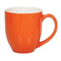 Coffee mug 450ml two tone orange and white curvy