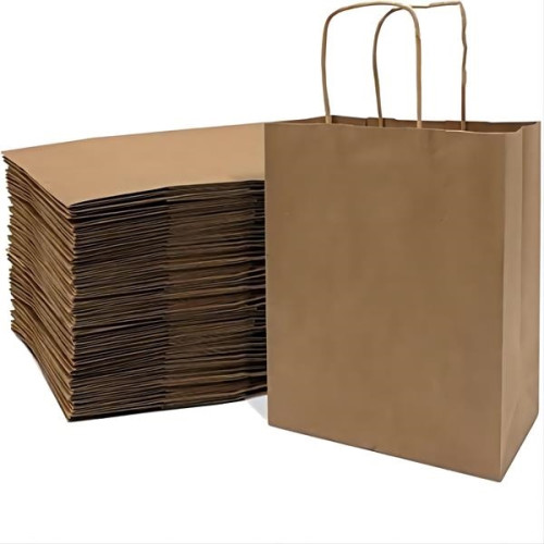 Vertical Brown Kraft Paper Shopping Bag