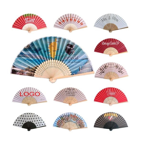 Low MOQ Full Color Traditional Bamboo Hand Fan