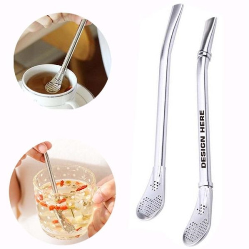 MOQ50 Stainless Steel Drinking Straw Spoon