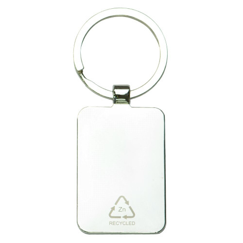 Rectangle Recycled Zinc Alloy Keyring w/ Bamboo