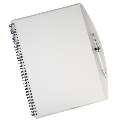 Spiral notebook and pen