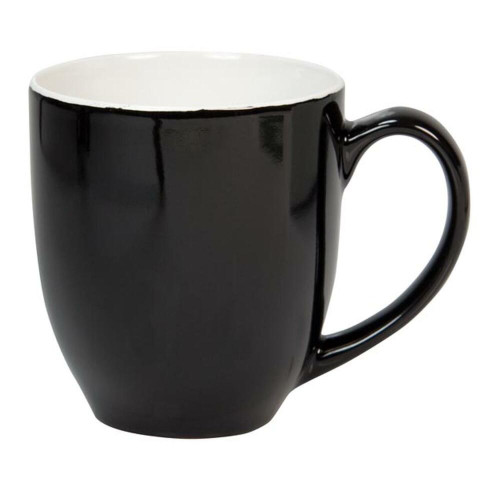 Coffee mug 450ml two tone orange and white curvy