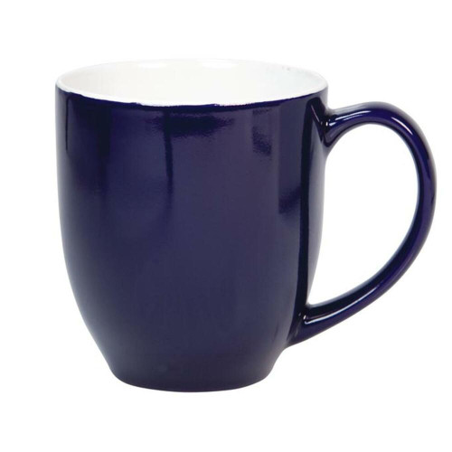 Coffee mug 450ml two tone orange and white curvy