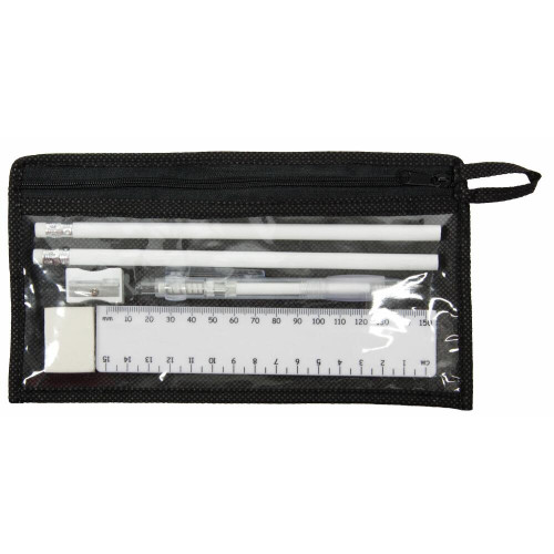 stationery set ruler, pencils, pen, sharpener and rubber