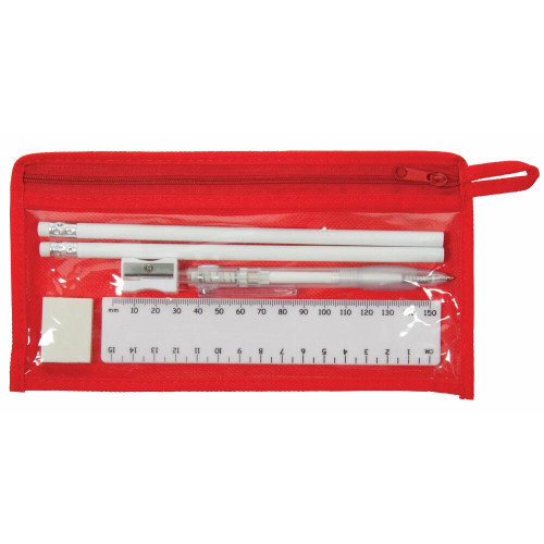 stationery set ruler, pencils, pen, sharpener and rubber