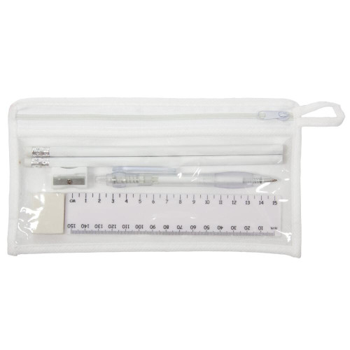 stationery set ruler, pencils, pen, sharpener and rubber