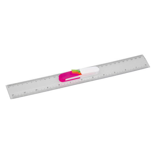 Ruler 30cm clear with sticky note flagsflags