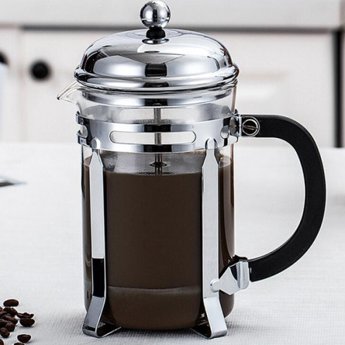 French Hand Press Stainless Steel Glass Coffee Pot