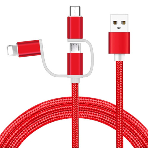 10 foot long 3-in-1  Lightning Type C Micro USB Cable