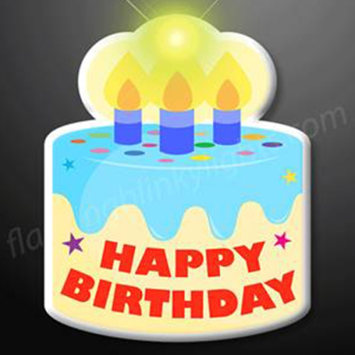 LED Flashing / Blinking Birthday Cake Pin